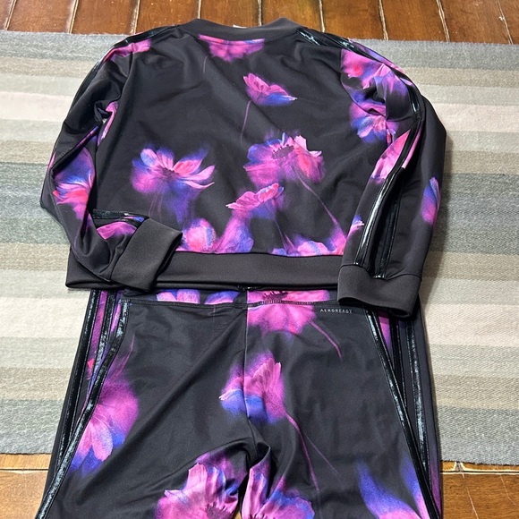 adidas Black Track Jacket and Pants- Pink/Purple Floral Print- Large - Picture 10 of 11